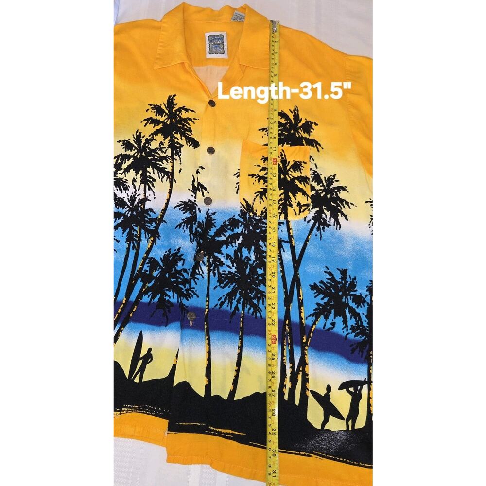 Ocean Current Vintage Mens Shirt Sz L Tropical Surfers Palm Trees Surfing Hawaii - Picture 12 of 16